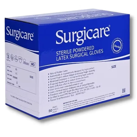 Surgicare Sterile Powdered Latex Surgical Gloves